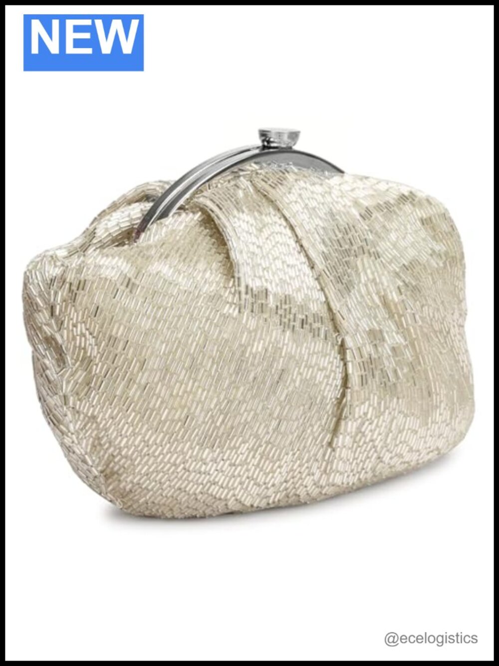 Beaded Evening Clutch Bag, Kiss-Frame Closure, Hand-Carry with Fringe